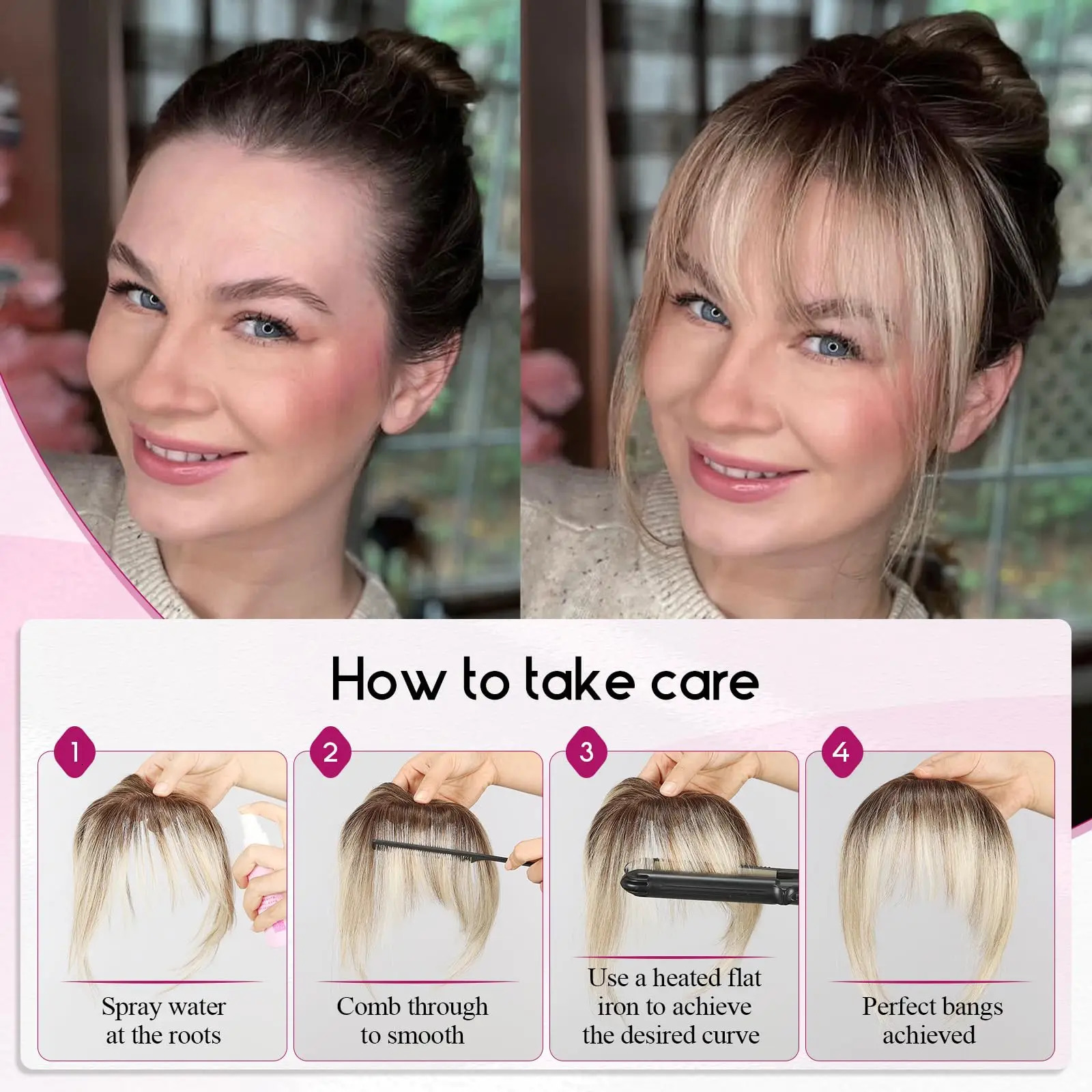 3D Wispy Human Hair Bangs for Women Natural Looking Full Coverage Clips In Remy Hair Bang Hand Tied Lace Base Fake Bangs 250529