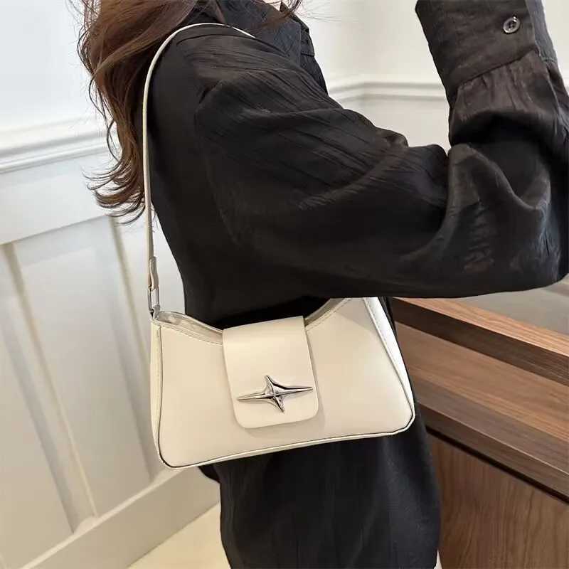 Solid color underarm bag womens fashion new style | Casual Texture Shoulder Bag Summer Minimalist Baguette Bag XJ250605