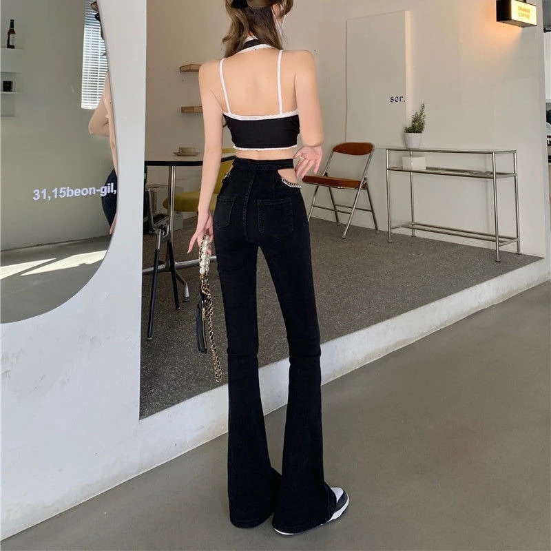 Elasticity Flare Leggings Sexy Low Waist Denim Jeans Pants for Women Trend Skinny Black Long Bell Bottom Woman Tight 250604