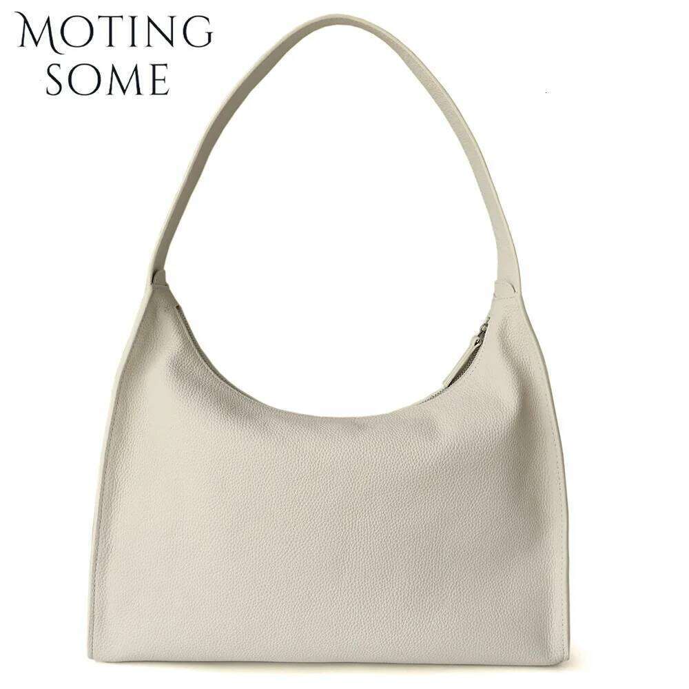 Motingsome Minimalism Cow Soft Leather Underarm Shoulder Hobos Bags Cowhide Pouch Daily Purses 2024 New
