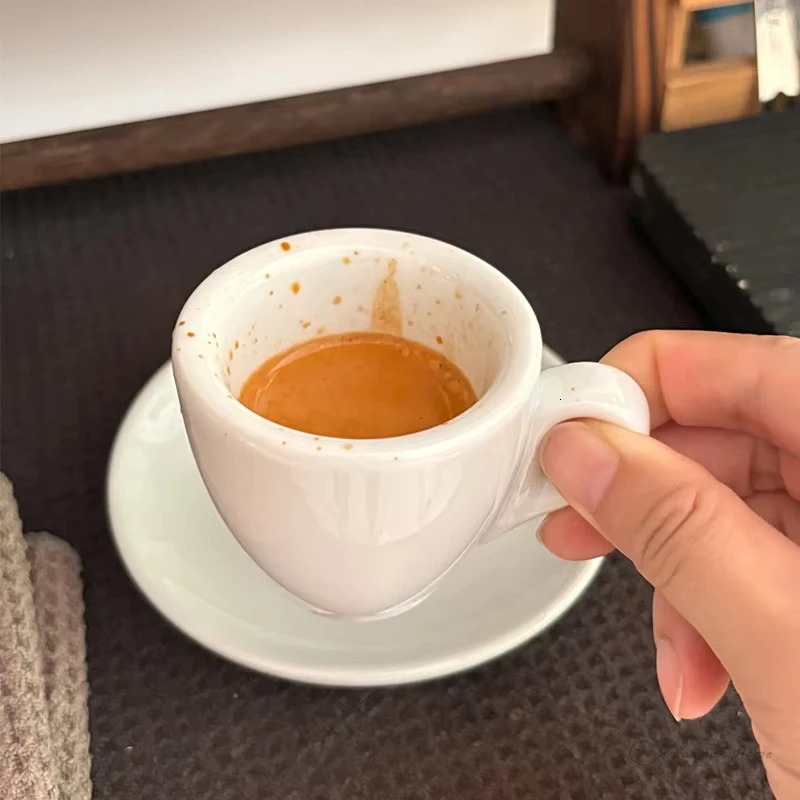 50ml Porcelain Espresso Cup Set with Saucer Cappuccino Italian Coffee Mugs Express Ss Cup Delicate Coffee Accessories 250604