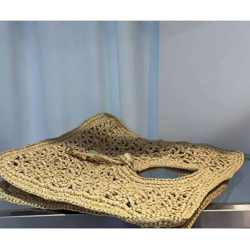 Lafite Grass Hand Woven Square Beach Fashion Design Shoulder Underarm Bag Women Travel Vacation Tote Handbag Lady