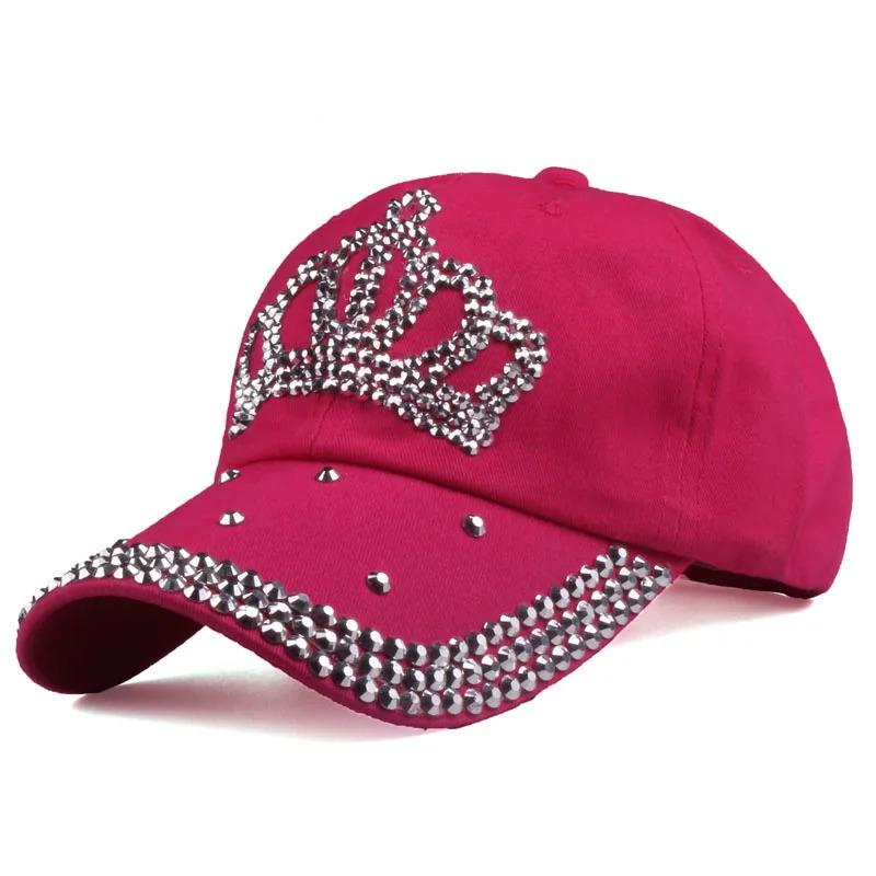Women Autumn Crown Cotton Denim Baseball Caps Girls Diamond Bling Hat 250603