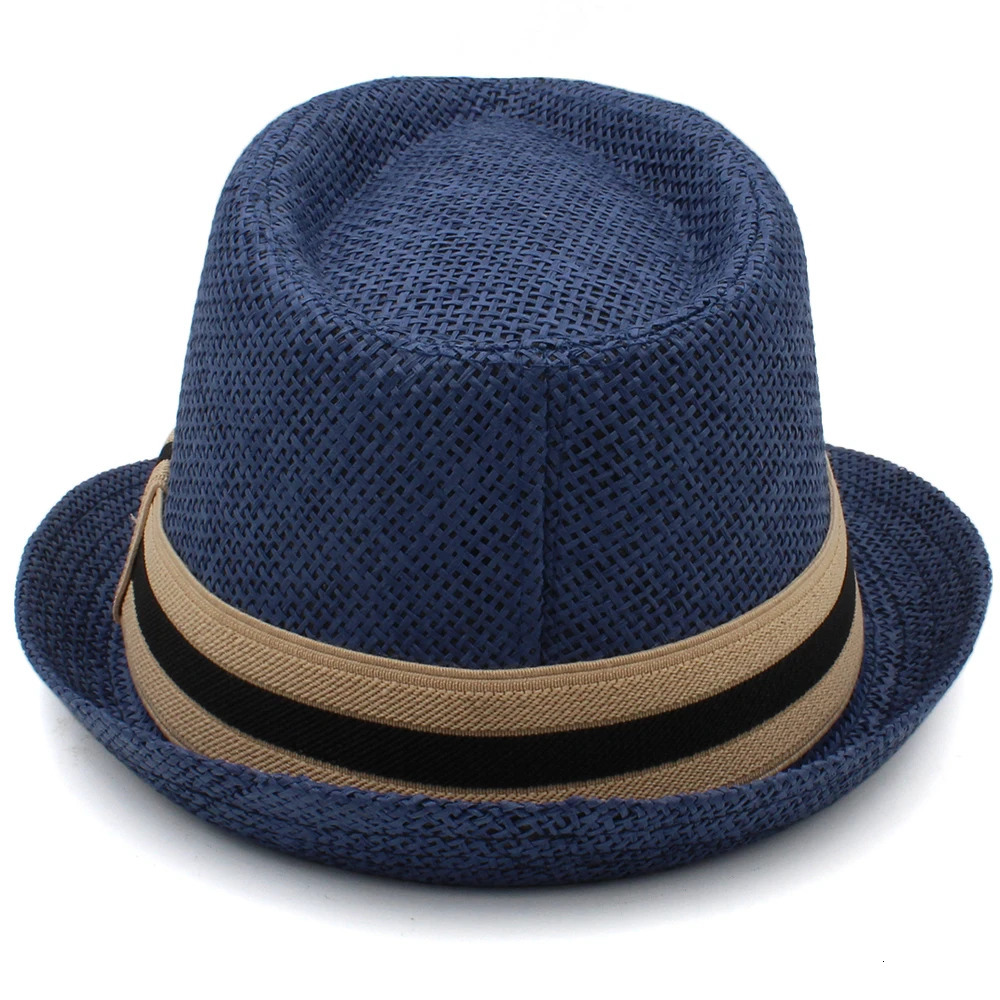 2 Sizes Parent-child Men Women Kids Boy Straw Fedora Hats Summer Trilby Sunhat Classical Jazz Caps Sombrero Beach Outdoor Travel 250605