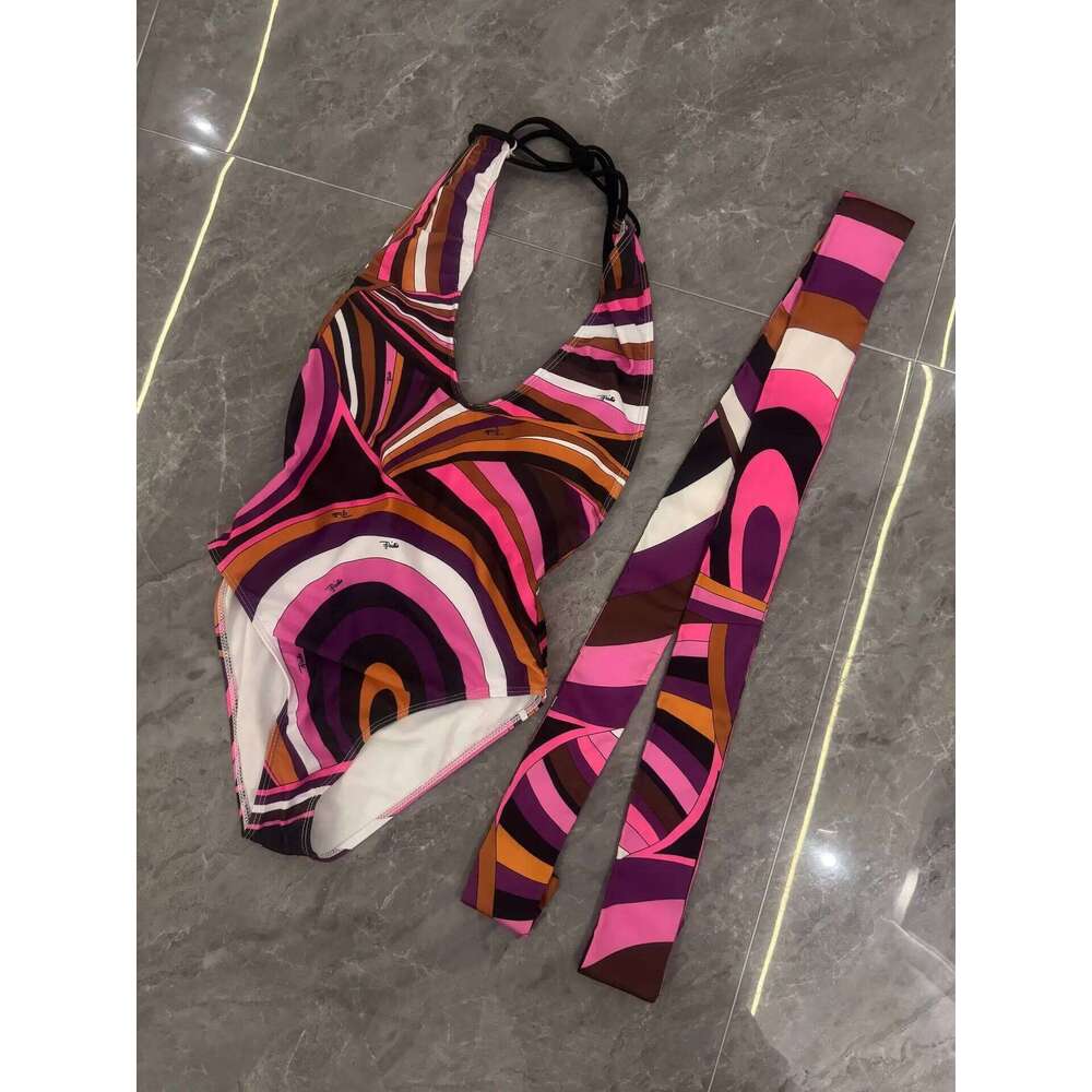 Melphieer Inspired Headband Swimsuit Colorful Swimwear Women Bikini Striped Bathing Suit Beach Outfits