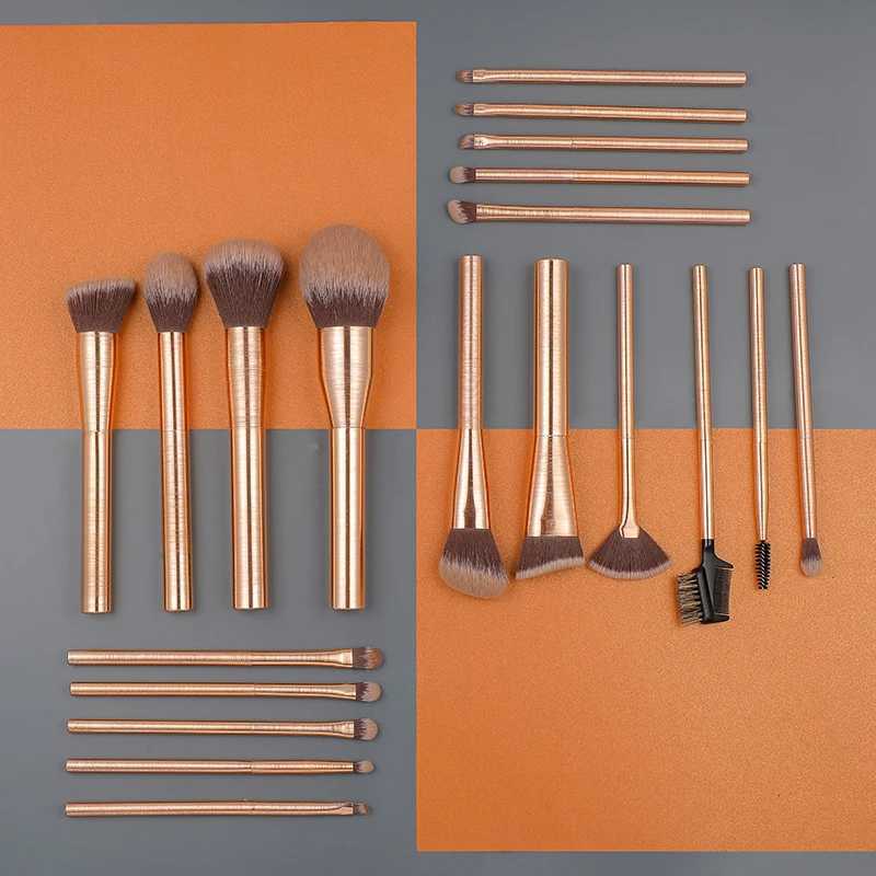 15pcs High Quality Professional Makeup Brushes Beauty Cosmetic Premium Synthetic Rose Gold Aluminum Handle Face Eye Brush setW250605