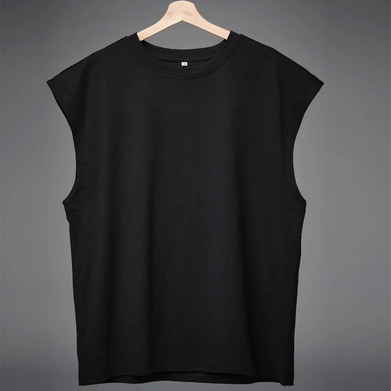 Cotton Sprort T-shirt Bodybuilding Slim Shirts Sleeveless Tank Tops Gym Workout Shirt Men Sportwear Loose Summer T Shirt Men 250529