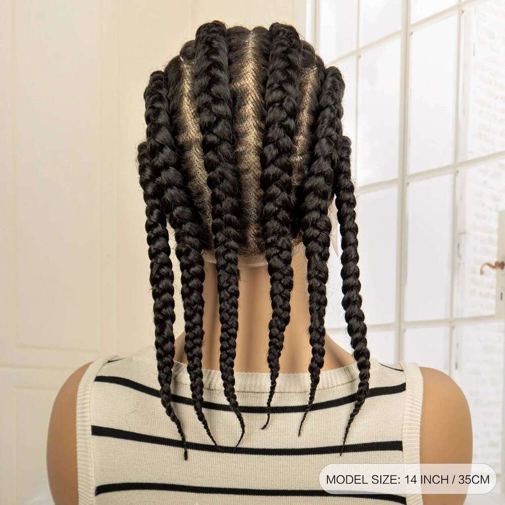 Synthetic Full Braids Jumbo Knotless Box Braid Lace Wigs 14 inches Short Cornrow Braiding Wig