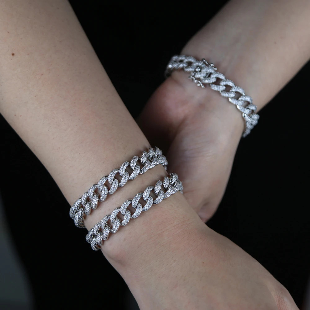 high quality Micro pave 5A cubic zirconia cz iced out bling 10mm colorful cuban link chain bracelet for women 250530