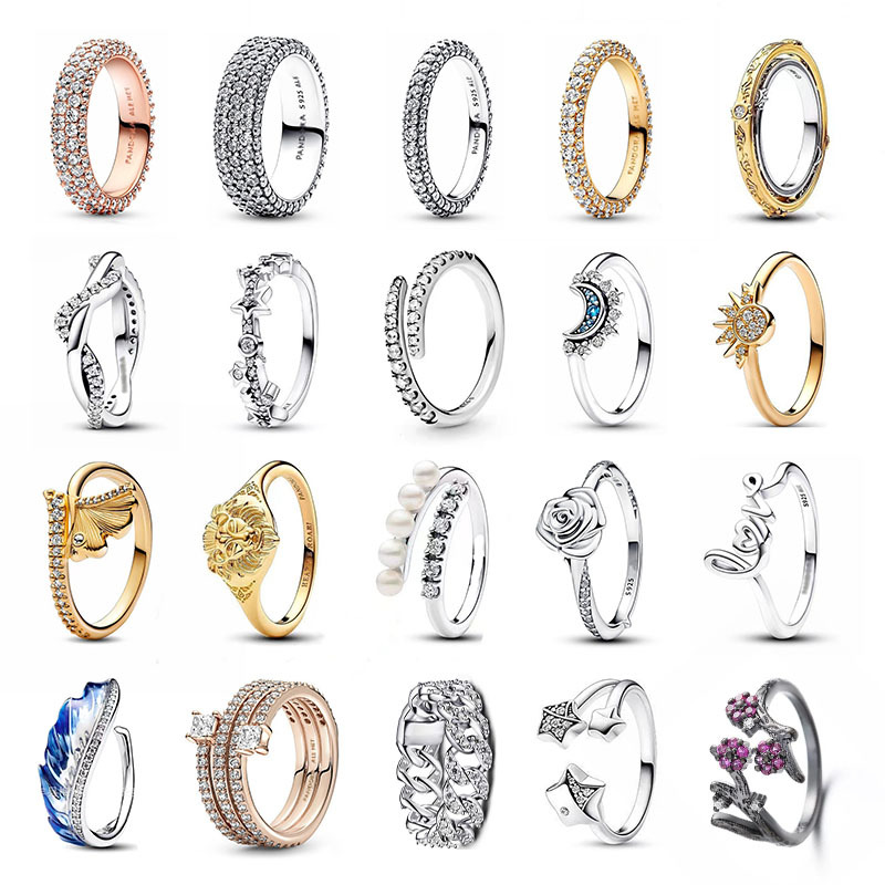 S925 silver rose flower heart love ring for women 18k gold retro vintage star luxury designer engagement rings with shine crystal diamond hollow rings jewelry