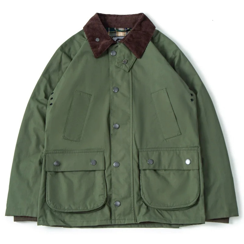 Gddqsdc Vintage Hunting Wax Jacket Mens Casual Bbra Workwear Replica Oil Cloth Jacket Zipper 250530