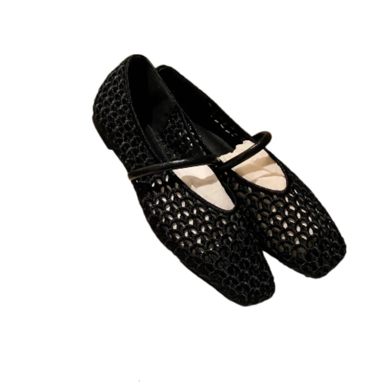 Square Toe Mesh Women Ballet Shoes Flats Sandals Summer 2025 Casual Loafers Mary Janes Shoes Zapatillas Sandalias 250603