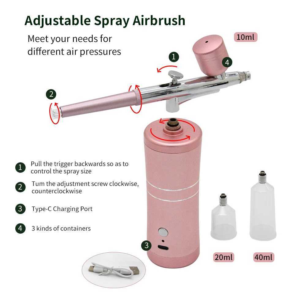 New Rechargeable High Pressure Nano Spray Device For Skin Moisturizing Skin Rejuvenation Beauty Nail Painting Tattoo Beauty ToolXJ250607