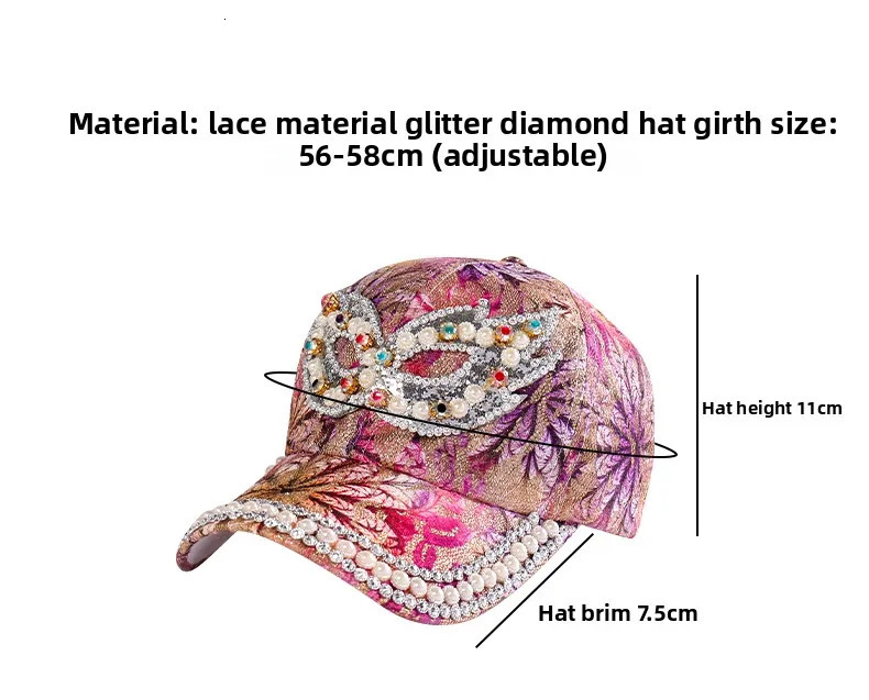 Fashion Spring Summer All-match Women ed Cap Korea Rhinestone Letters Sun Helmet Diamonds Beads Outdoor Baseball Hats 250603