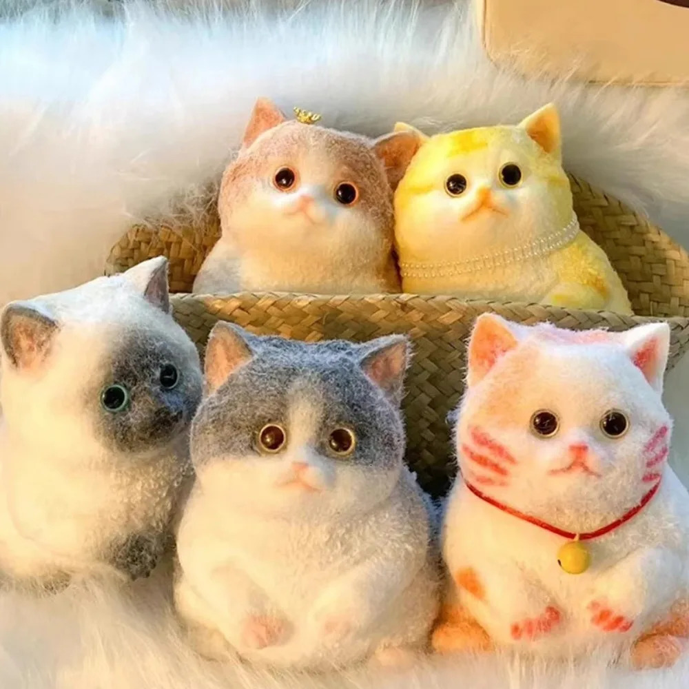 Taba Squishy Cute Flocking Cat Fidget Toy Extra Large Sensory Stress Relief Toy for Kids Adults Anxiety Relaxation Squeeze Gift 250605