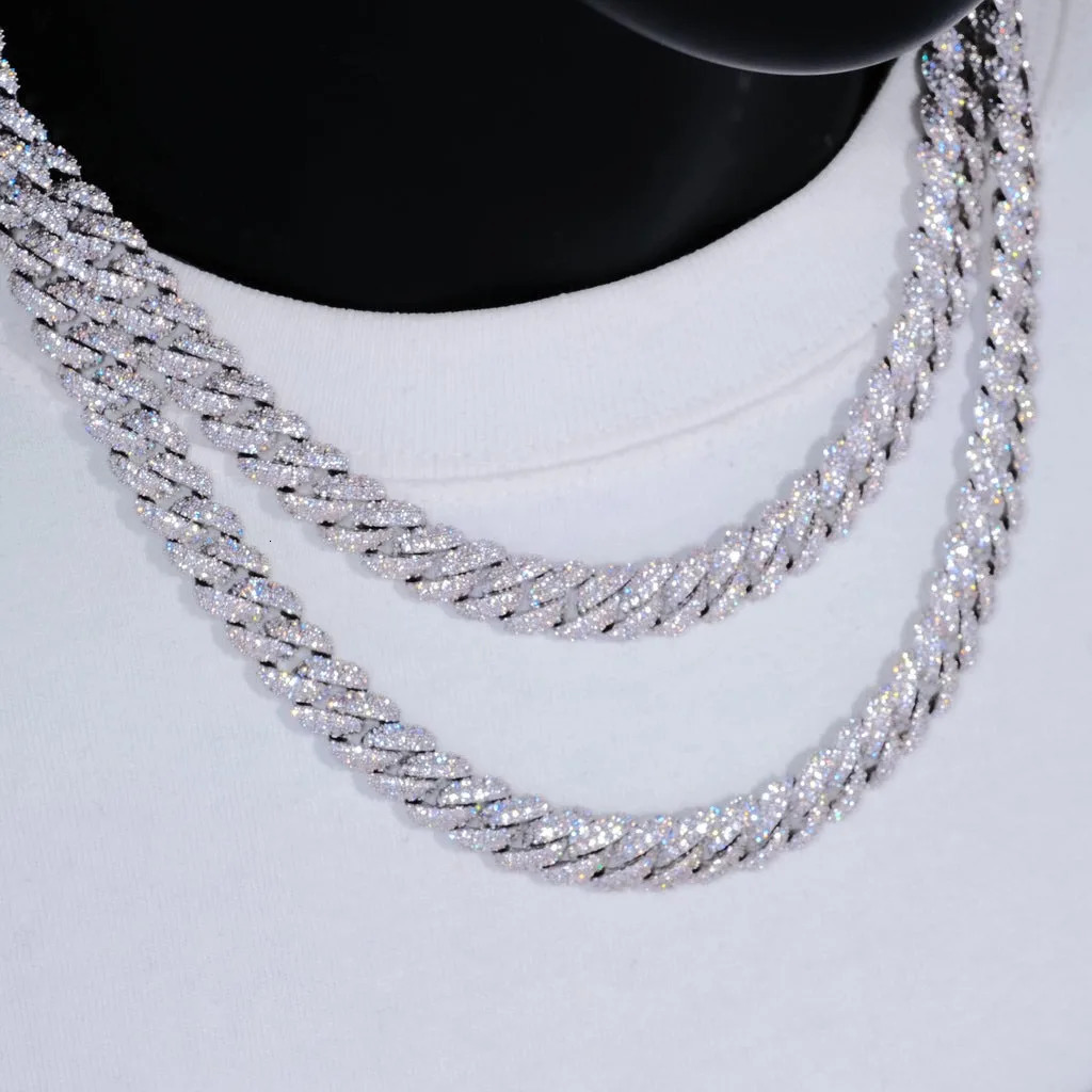 10mm Diamond Cuban Link Chain White Gold18K Gold Plated Bling 5A CZ Necklace Rapper Hip Hop Jewelry for Men and Women 250604