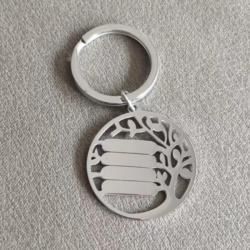 10pcs lot Arrived stainless steel mirror polish type lift tree pendant charms keychain key ring 250605
