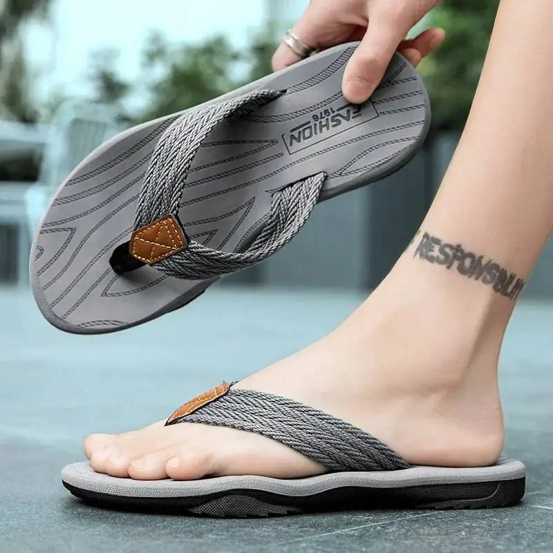 Mens Flip Flops Casual Beach Shoes Large Size Men Sandals Summer Leisure anti slip Leisure anti slip 250605
