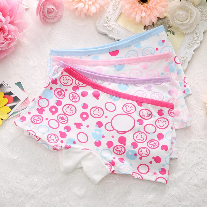 4 Pieces/Lot 2-10Y Children Underwear Cotton Girls Panties Cute Cat Pattern Kids Boxer Briefs Child Soft girl Pants 250604
