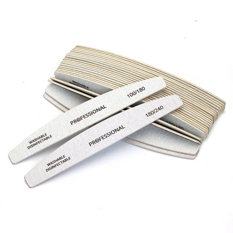 10pcs/Lot Wooden Nail Files Professional 100 180 240 Emery Board Manicure Buffer Grey Boat Double-sided Wooden Pedicure Buffers 250605