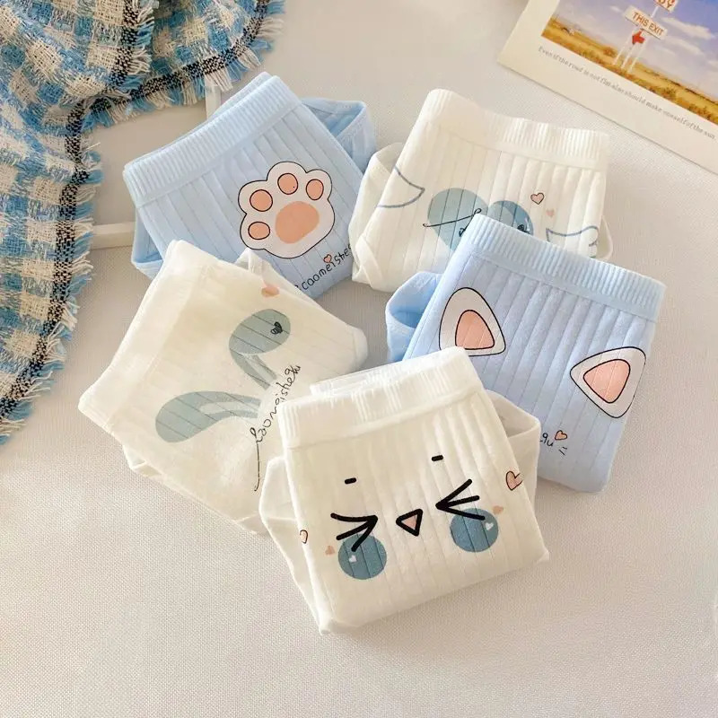 5PCS Girls Cotton Antibacterial Panties Kid Soft Cartoon Briefs 2y Young Child Underwears Student Cute Thin Breathable Knickers 250604