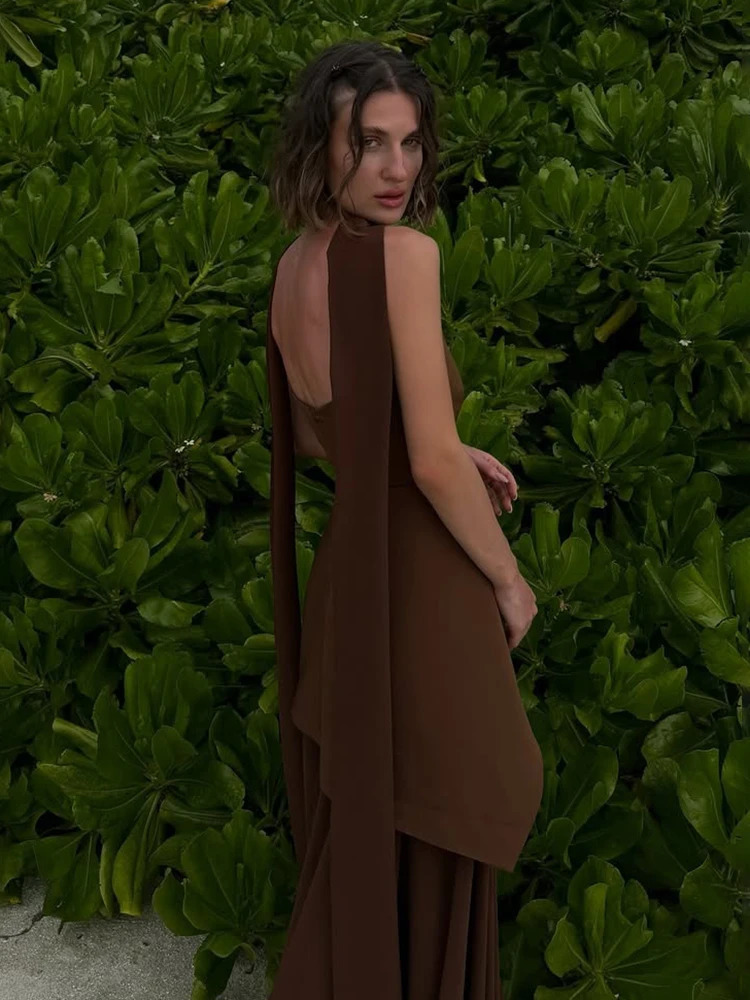 TARUXY Fashion Strapless Dress With Ribbon Female Elegant Sleeveless Mesh Beach Vacation Long Spring Women Dress 250604