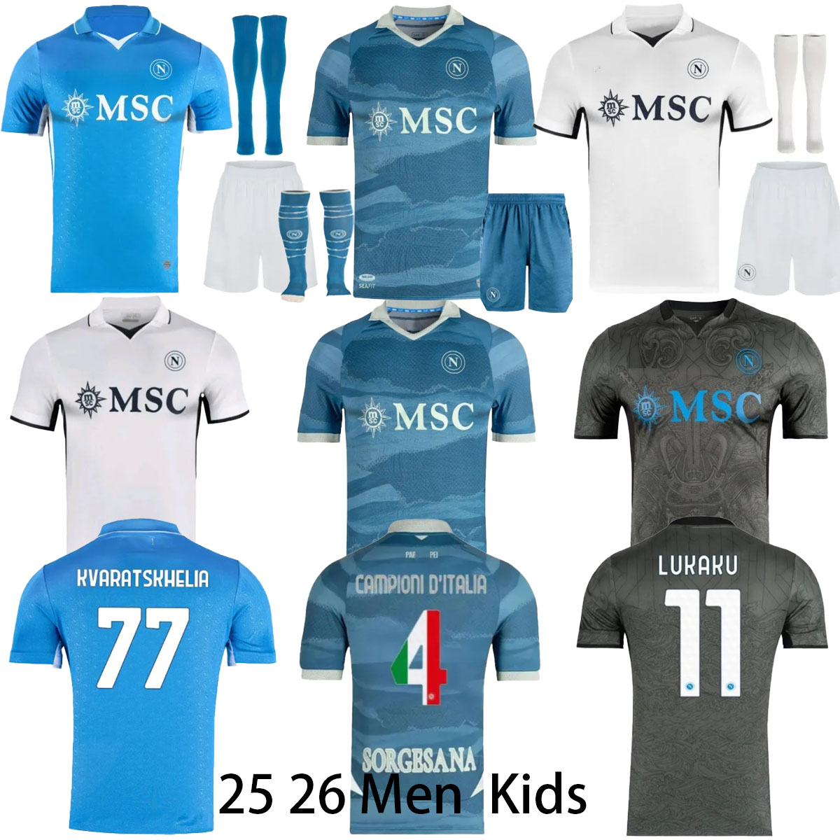 NAPOLI Partenope soccer jerseys 24 25 Naplees Player KVARATSKHELIA LUKAKU H.LOZANO OSIMHEN Limited Edition Football Shirts Kids Kits sets