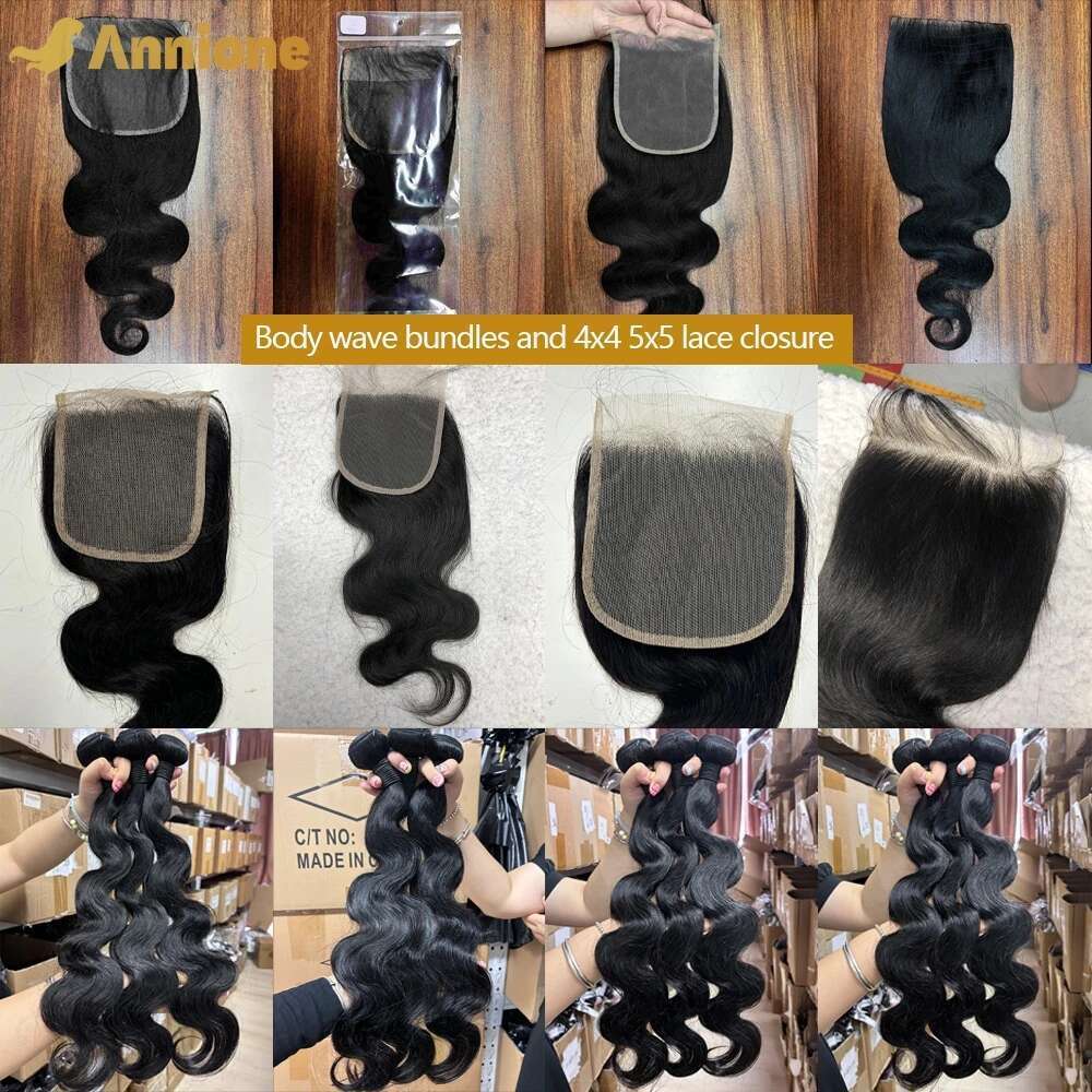 24 Inch Human With 4x4 Brazilian Body Wave Raw Hair Bundles And 5x5 HD Transparent Closure