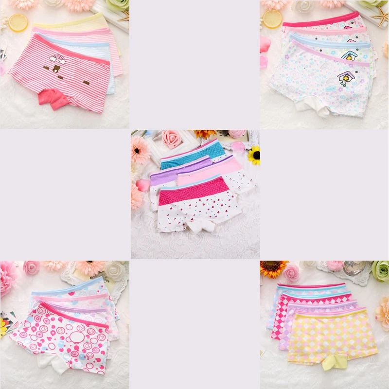 4 Pieces/Lot 2-10Y Children Underwear Cotton Girls Panties Cute Cat Pattern Kids Boxer Briefs Child Soft girl Pants 250604
