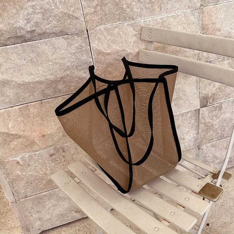 Transparent Hollow Shoulder Bag For Mesh Totes Bag Summer Beach Bag Ladies Portable Handbags Shoulder Bags Clutch feminina XJ250605