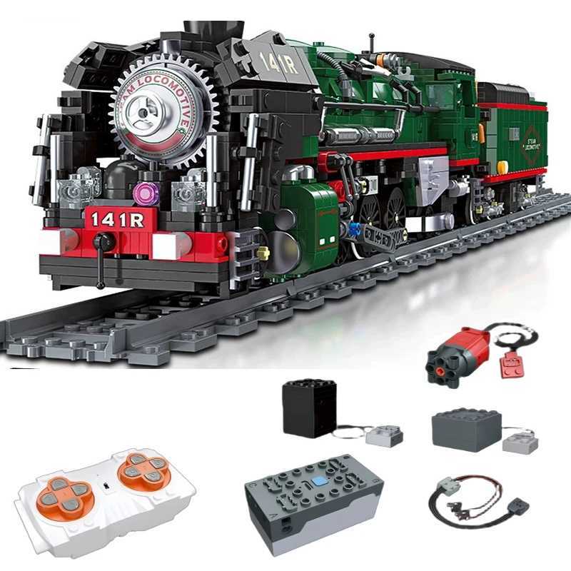 RC 141R Steam Train Building Blocks MOC 59098 Retro Transportation Model Bricks High Tech Ideas Toy Collection Gift for Kids and Adults W250605