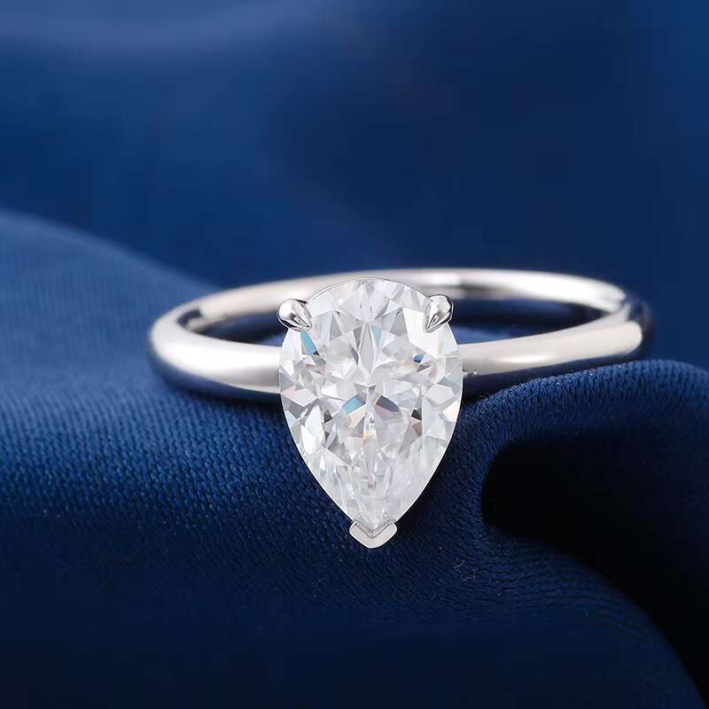 Pear Cut Moissanite Diamond Ring Platinum Material PT950 Ring Simple Style for Anniversary Gift