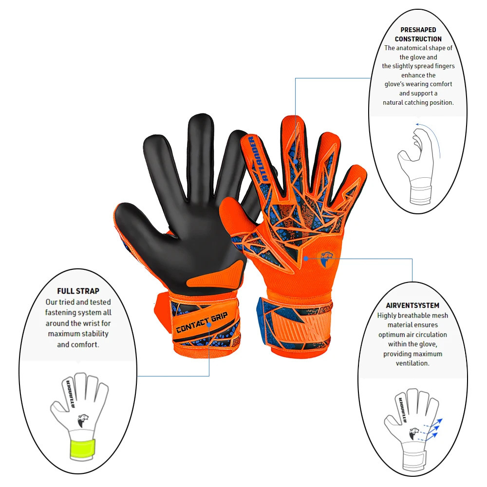 Goalkeeper Gloves Kids Adults Anti-Slip Latex Football High Quality Soccer Strong Grip Match Training Wrist Strap Goalie Glove 250605