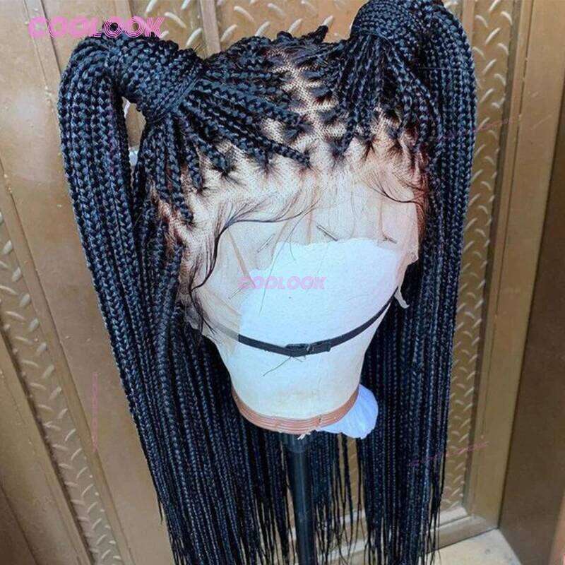 Classic Women Synthetic Cornrow Lace Knotless Box Braids Wig Braiding Hair Braided Wigs For Bla