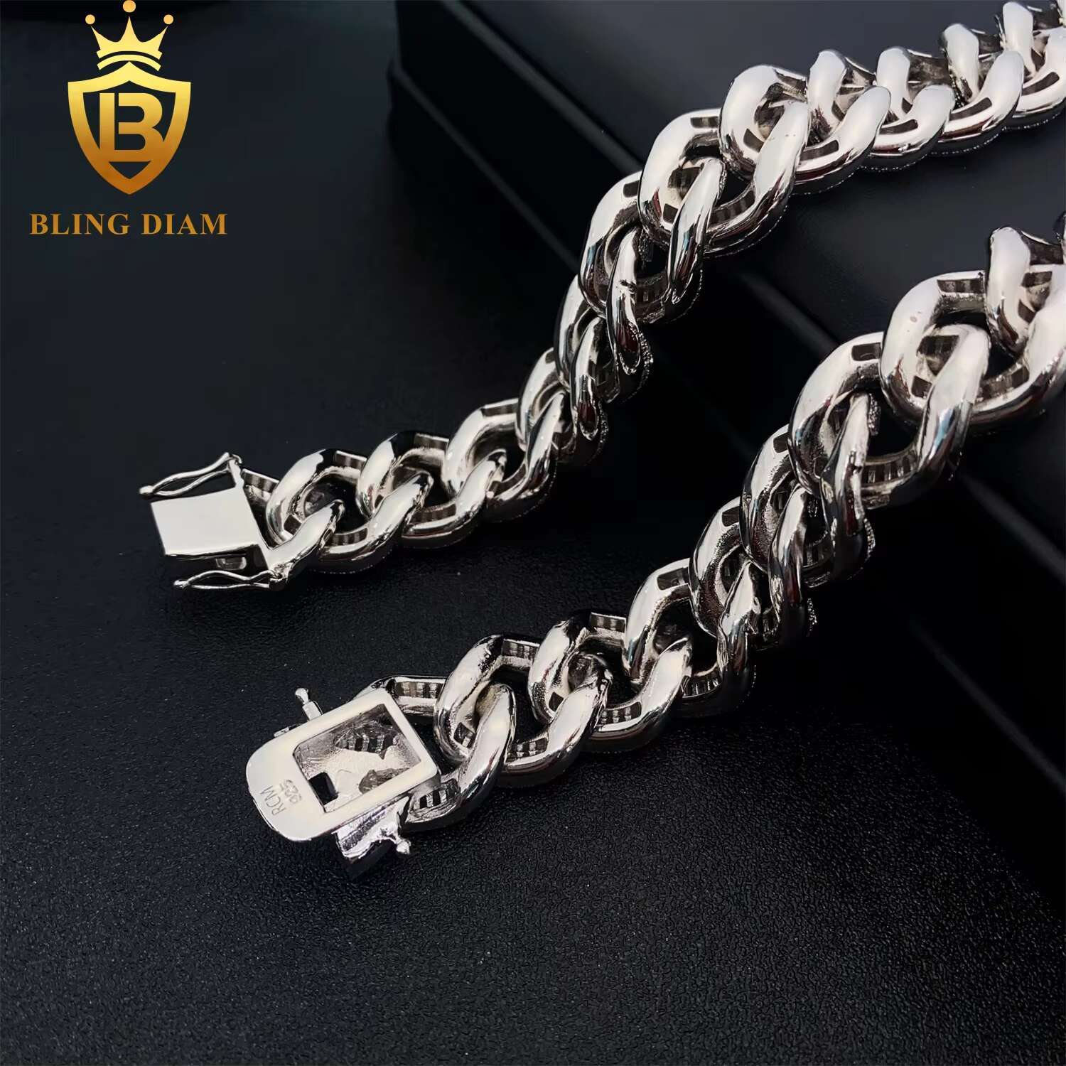 Factory Price Wholesale 925 Serling Silver 18mm Hip Hop Chain Pass Diamond Tester VVS Moissanite Cuban Chain for Men