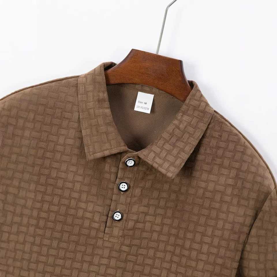 Cross-border new hot summer mens youth heavy corduroy simple leisure business loose POLO shirt short-sleeved top XJ250605