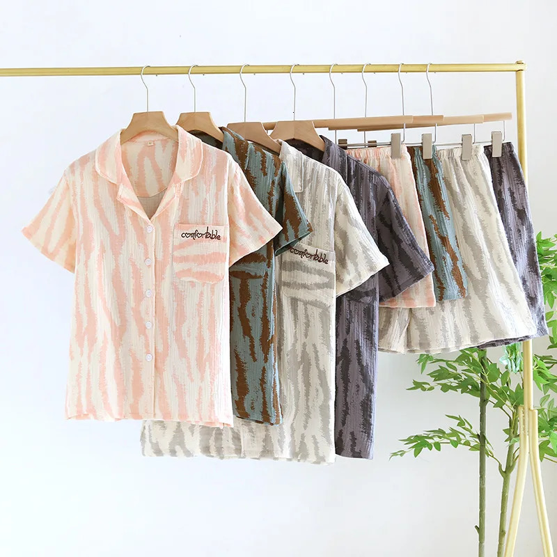 Wholesale Retail Couple Pajamas Womens Spring Autumn Cotton Short Sleeve Shorts Summer Mens Large Size Homewear Set 250529