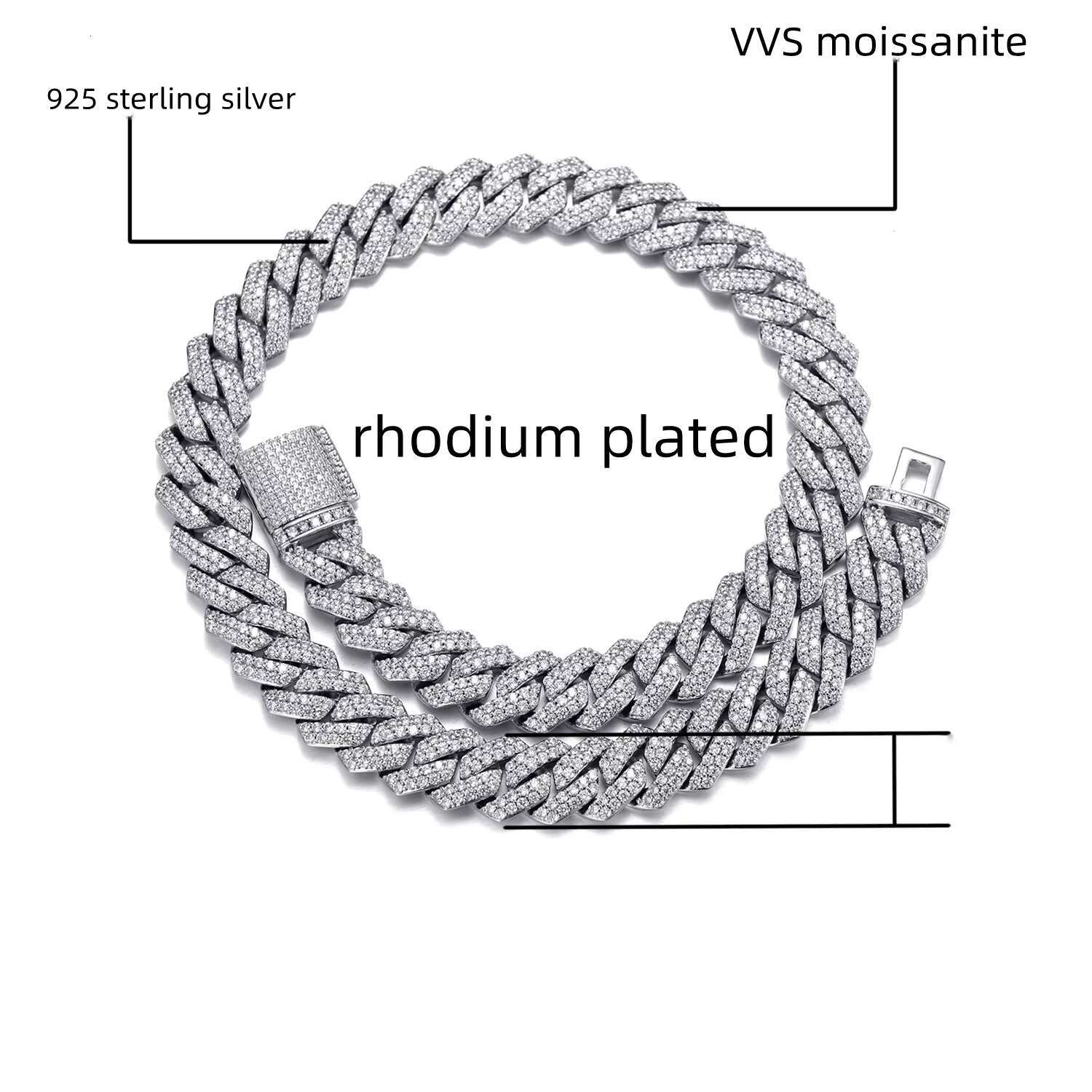 8mm 10mm 12mm 14mm 18mm 20mm Wholesale 925 Sterling Silver VVS Moissanite Cuban Link Chain