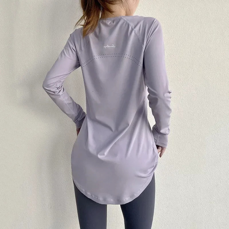 Long Sleeve Yoga Clothes Women Sportswear Woman Gym Running Blouses Shirts Sports Tops Fitness T-shirt Gym Clothing Workout 250604
