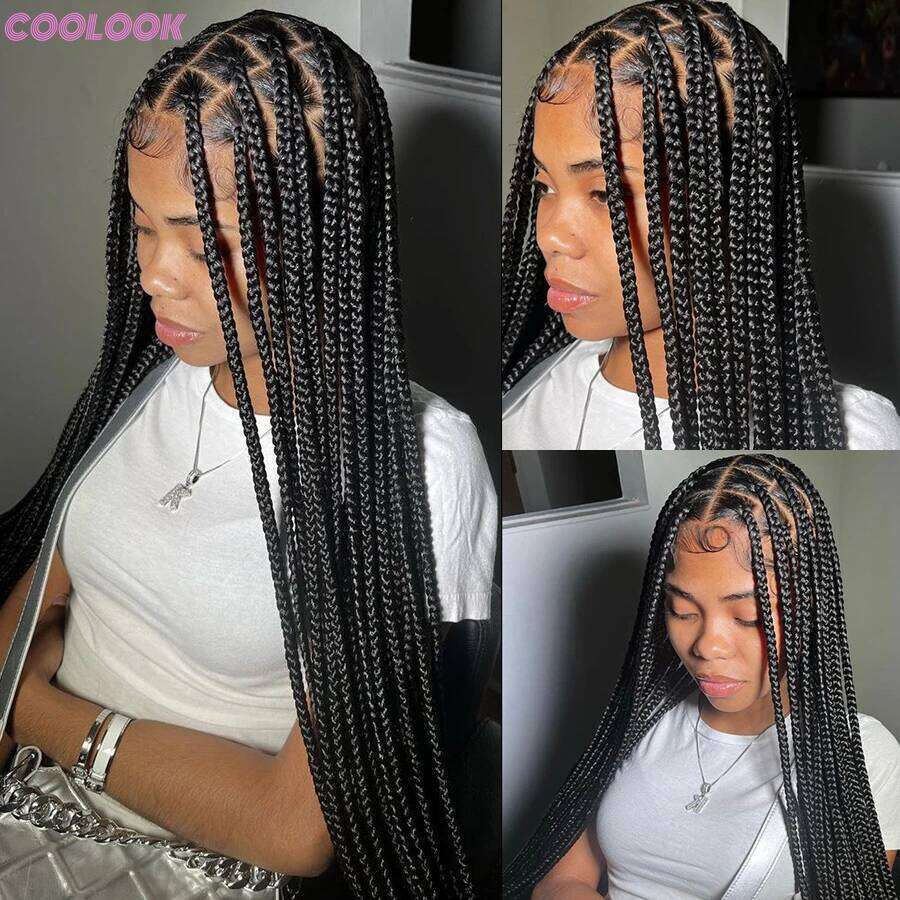 Tribal Synthetic Cornrow Braided Wigs Full Lace 36Inches Knotless Jumbo Box Wig Blonde Colored Braids For Black Women