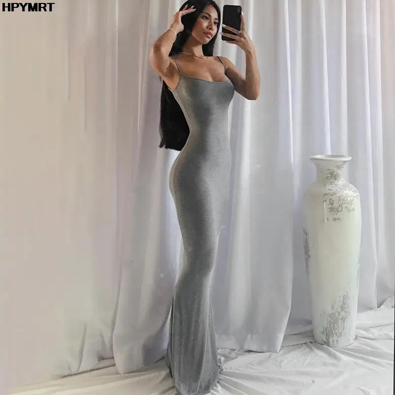 Satin Slip Sleeveless Backless Slim Sexy Maxi Dress Spring Women Party Y2K Concise Bodycon Elegant Dresses Female Clothing 250526