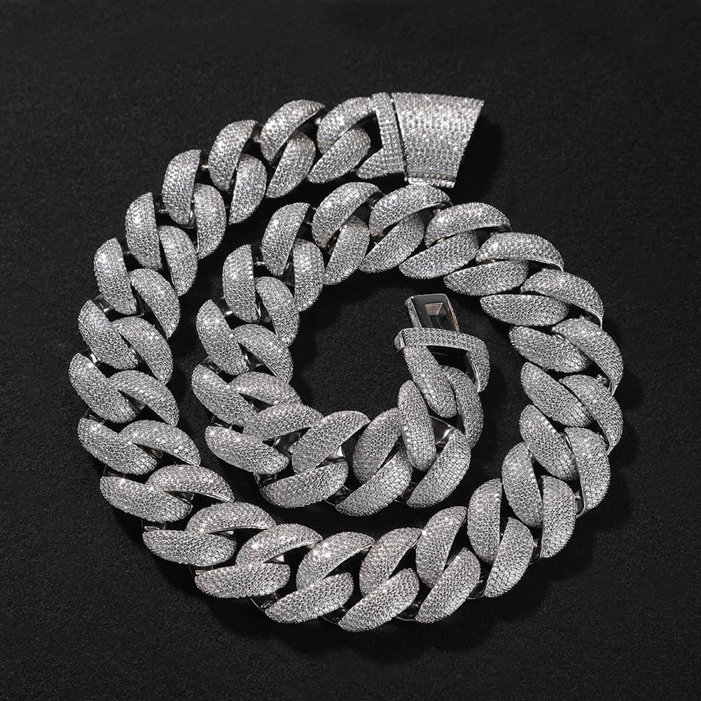 High Quality 28mm Hip Hop Big Bubble Cuban Chain Necklace Bracelet 5A Zircon 18k Gold Plated