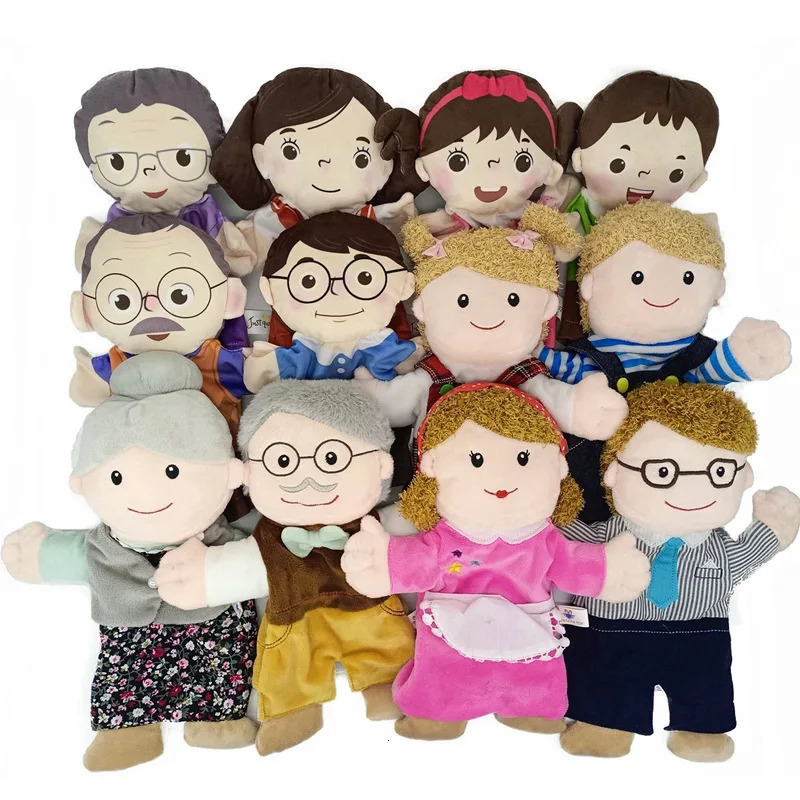 Free shipping Sweet Family Soft Stuffed Toy Dad m Brother Sister Cosplay Plush Doll Educational Toys Kawaii Hand Finger Puppet