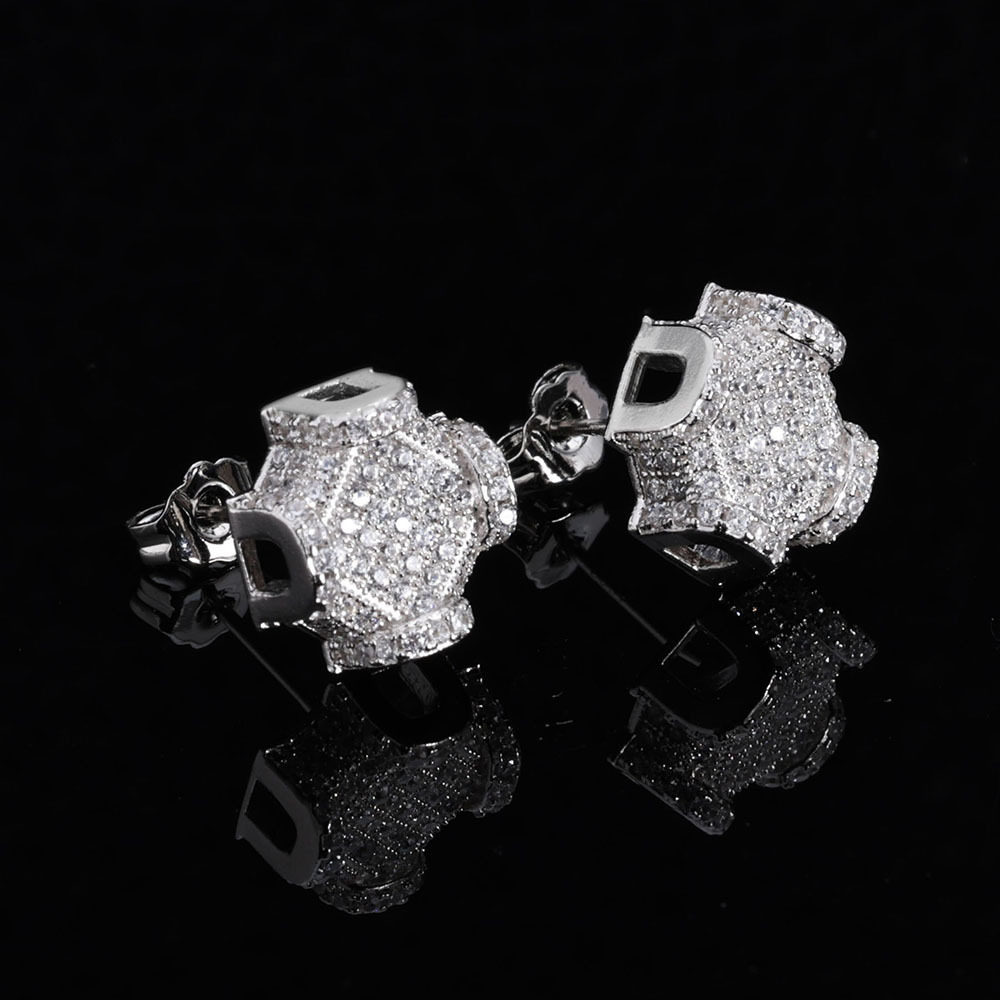 Hip-Hop Personality New Full Diamond Mens Earrings Trendy Jewelry High-End Moissanite Earrings