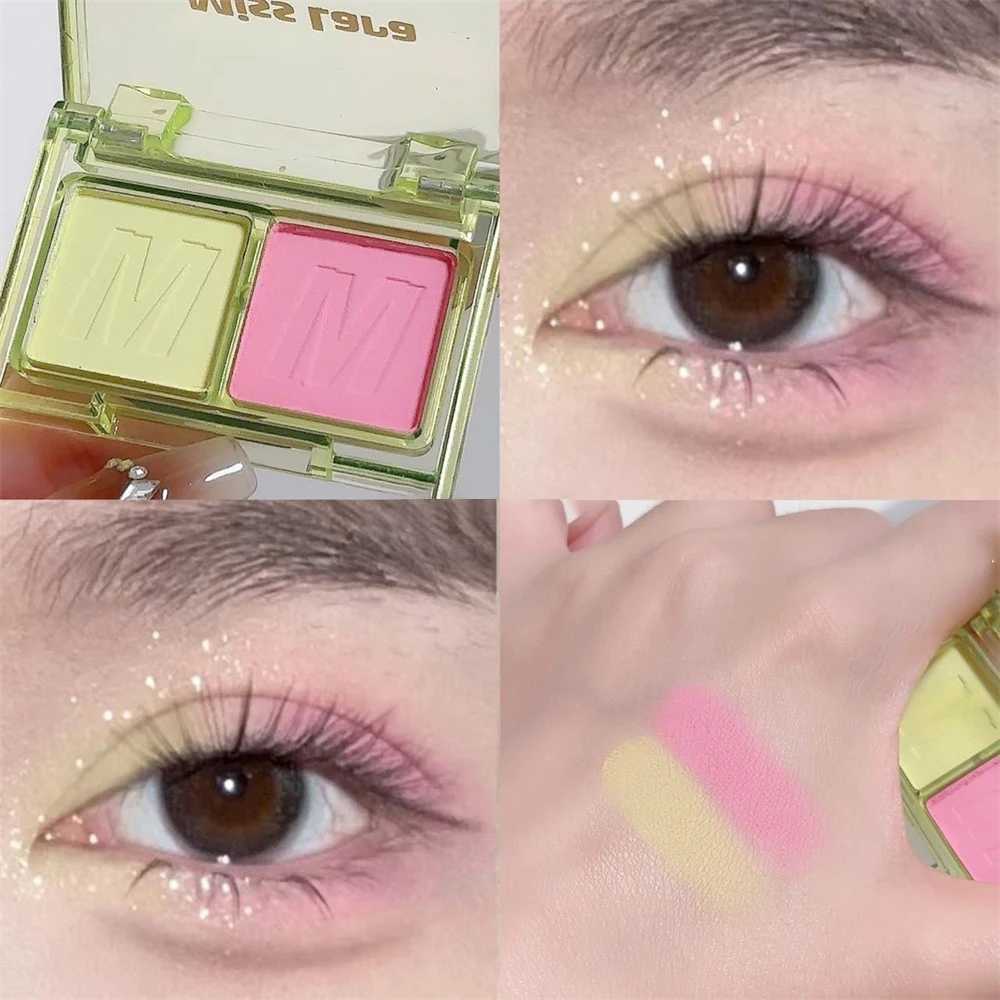 2 Colors Eye Shadow Makeup Palette Products Shiny Eyeshadows Korean Cosmetics Blue Shadow Purple Green Korean Eyeshadow Palette W250605