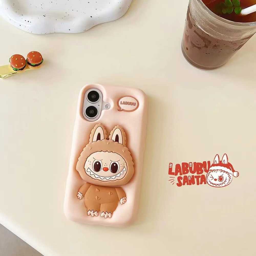 Cute Cartoon LaBuBu Monsters Soft Silicone Bracket Cover With Holder Case For Samsung Galaxy A14 A15 A54 A55 S23 S24 S25 Ultra X250605