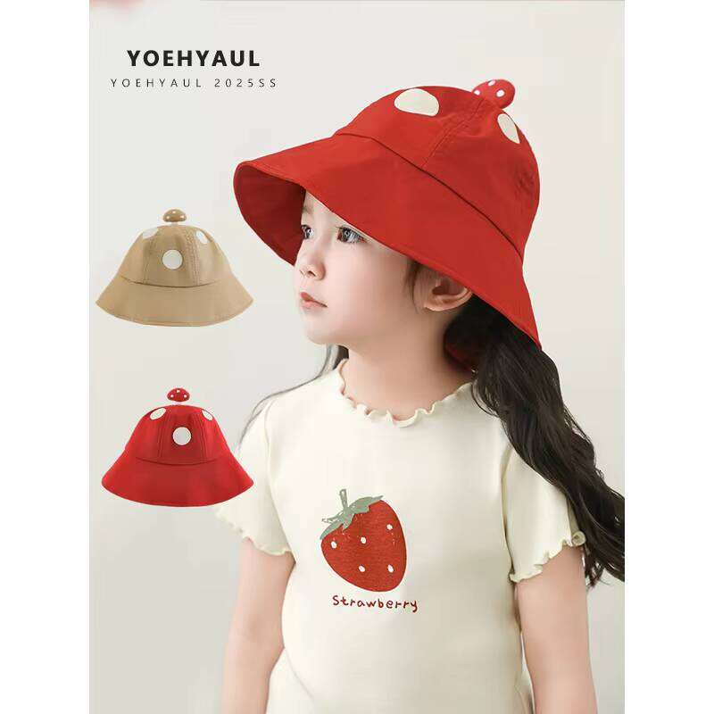 YOEHYAUL S1802 Mushroom Series Outdoor Anti-UV Fisherman Sunhats Camping Unisex Child Boy Girl Cotton Sun Hat Kids