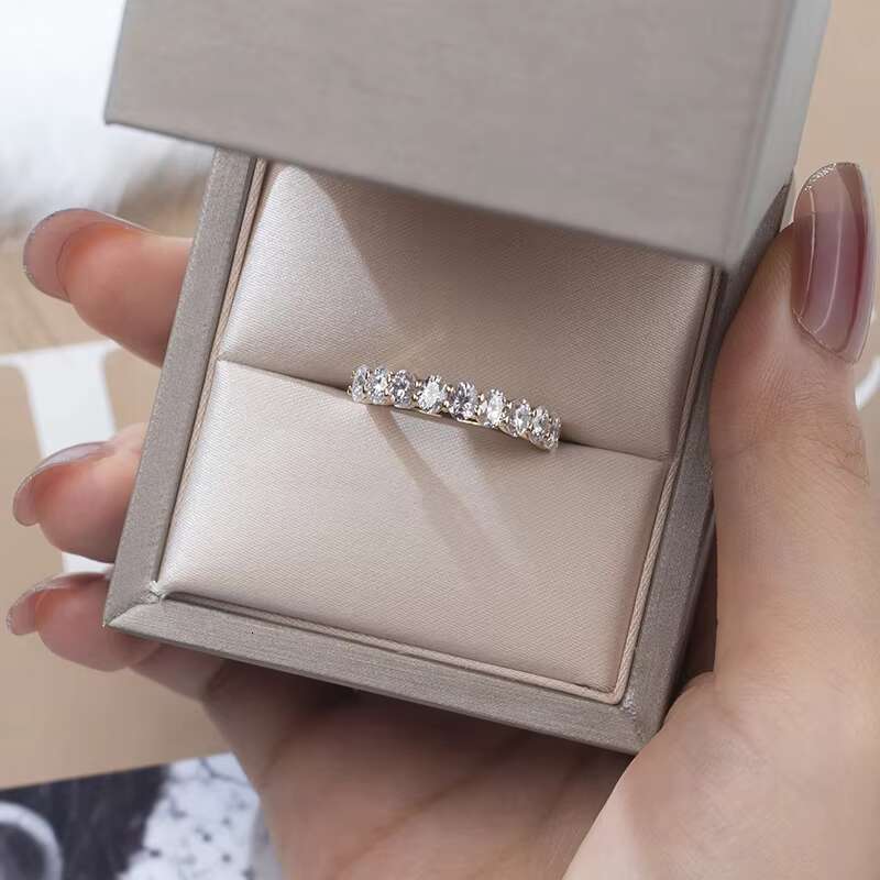 Mishang Jewelry 18K Gold Oval High Quality D Color Moissanite Eternity Ring for Women Gift