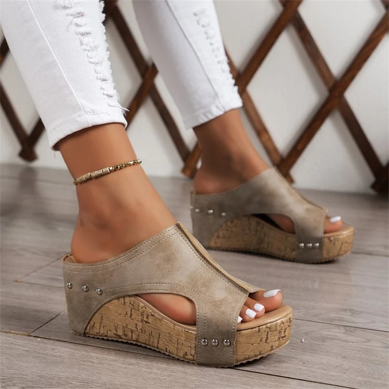 Women Summer Sandals Shoes Fashion Wedge Shoe Elegant Womens Slide Huaraches Footwear Heeled Female 250605