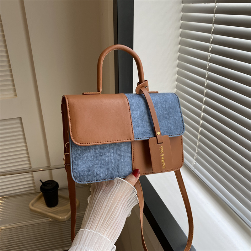 designer 2025 Summer New Fashion Color-Block Handbag Shoulder Crossbody Small Square Bag Women's Bag Supports Wholesale and Mixed Orders